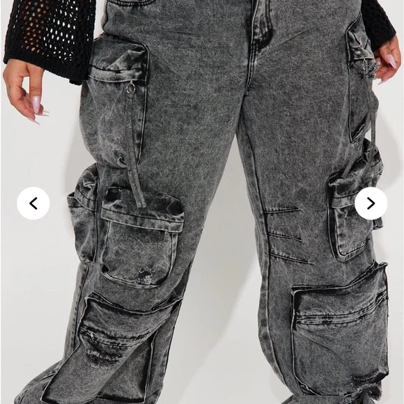 Fashion Nova Black and Gray Cargo Joggers - Picture 2 of 4